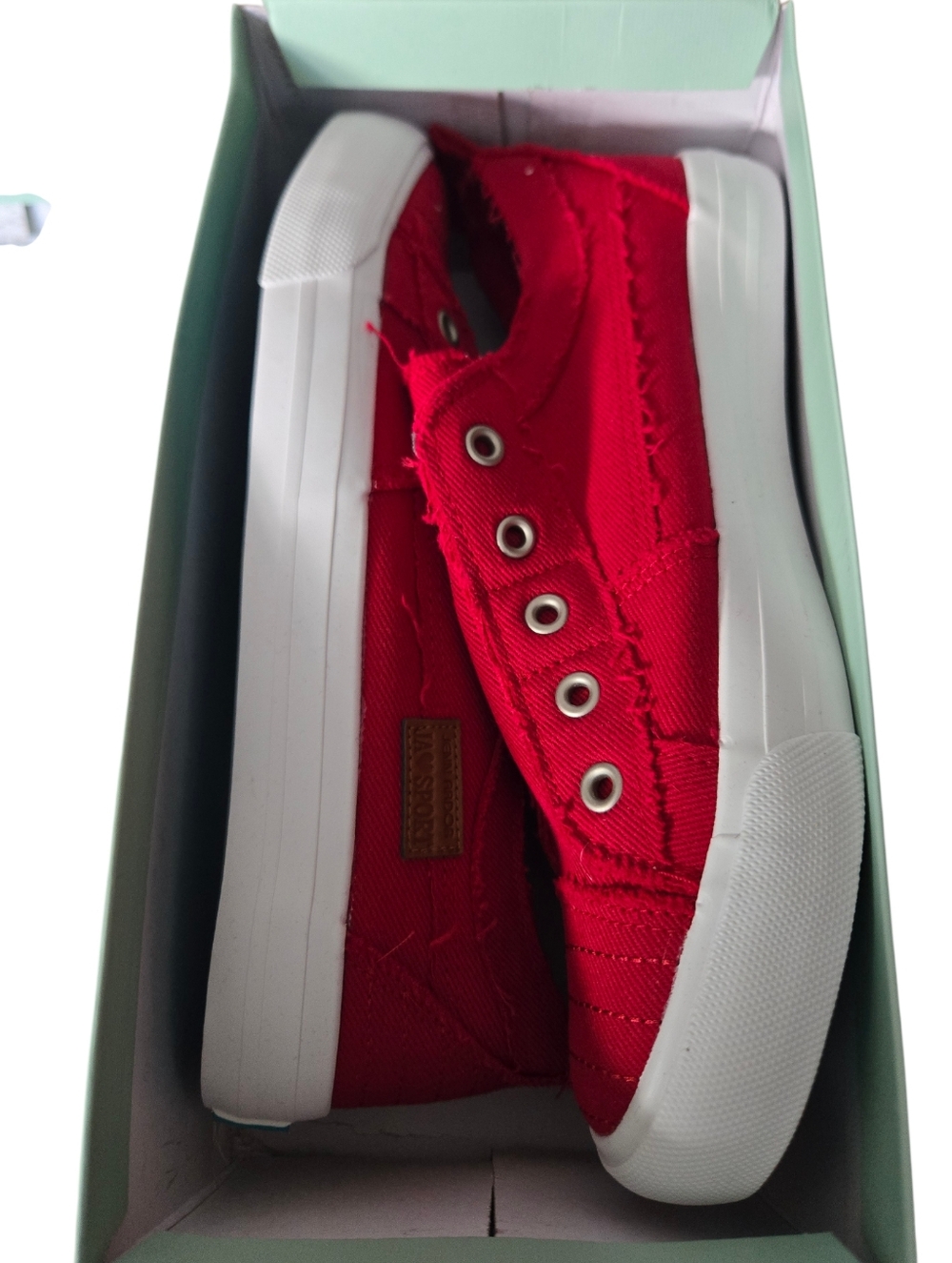 Jenn Ardor Red Slip On Sneakers Size 8.5 Distressed Canvas Casual Shoes NWT